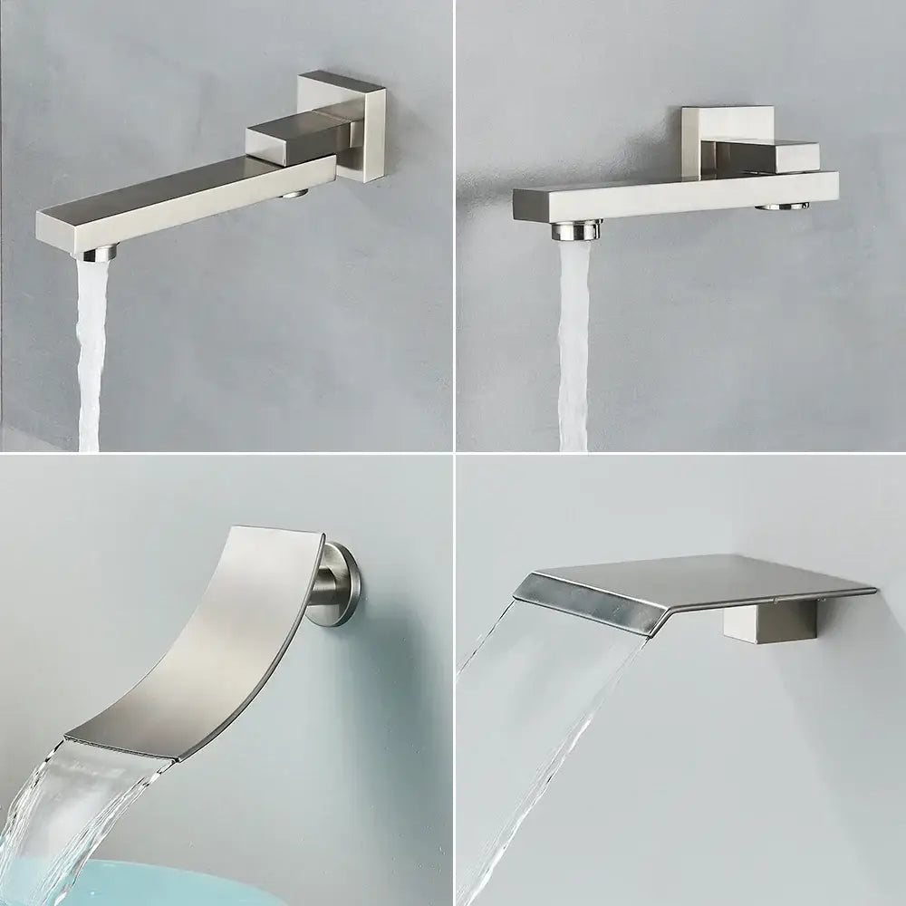 Modern brushed nickel rainfall shower faucet set bathroom fixture