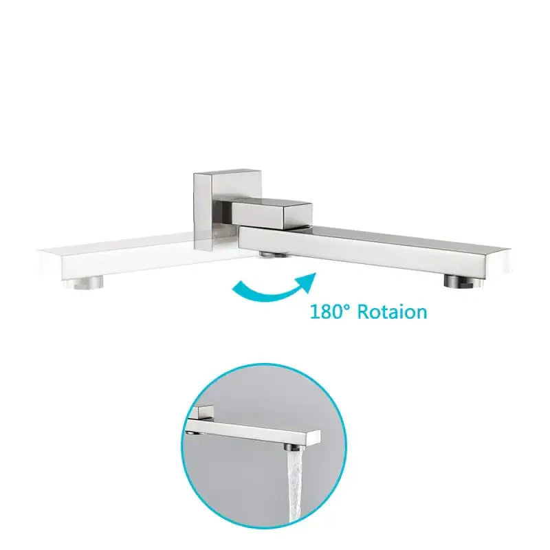 Modern brushed nickel rainfall shower faucet set bathroom with tub spout