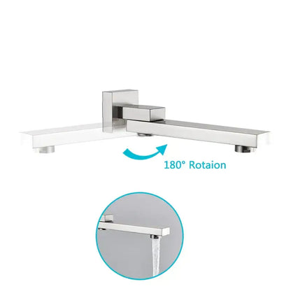 Modern brushed nickel rainfall shower faucet set bathroom with tub spout