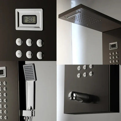 Modern brushed nickel shower column with tub spout for bathroom