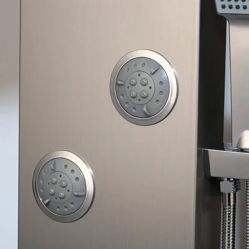 Modern brushed nickel shower panel with led display for bathroom