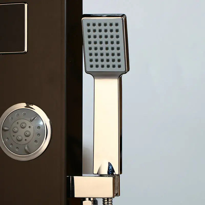 Modern brushed nickel shower panel with led display for bathroom