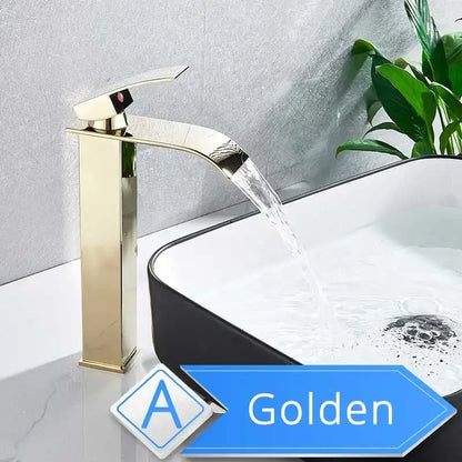 Modern brushed nickel single lever waterfall basin faucet bathroom