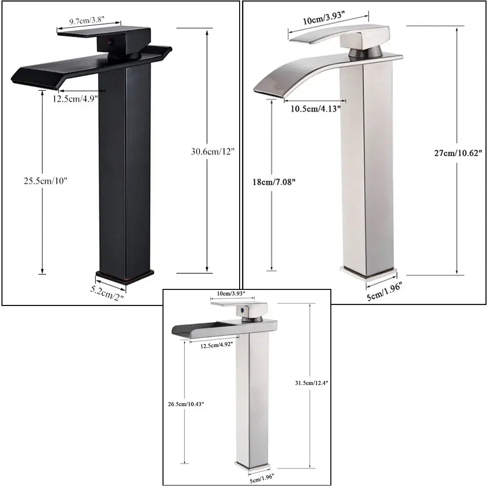 Modern brushed nickel single lever waterfall basin faucet bathroom