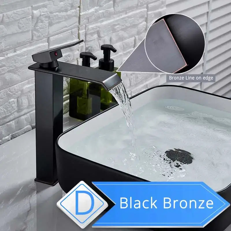 Modern brushed nickel single lever waterfall basin faucet bathroom