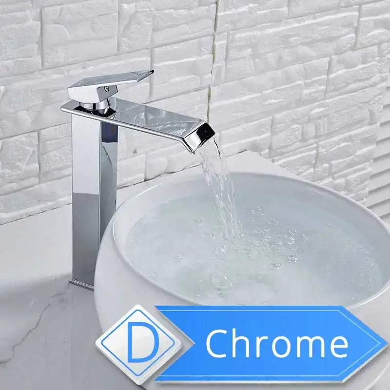 Modern brushed nickel single lever waterfall basin faucet bathroom