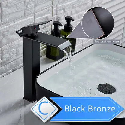 Modern brushed nickel single lever waterfall basin faucet bathroom