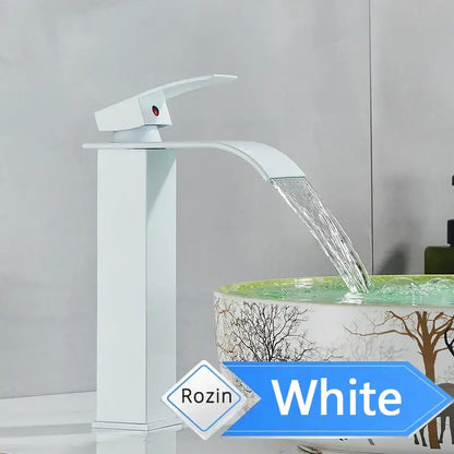 Modern brushed nickel single lever waterfall basin faucet bathroom