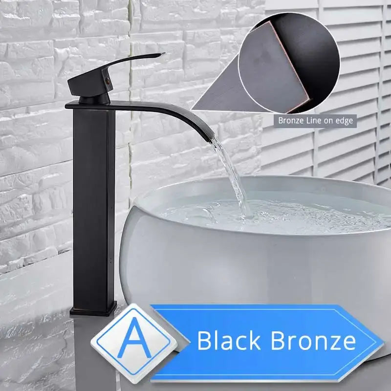 Modern brushed nickel single lever waterfall basin faucet bathroom