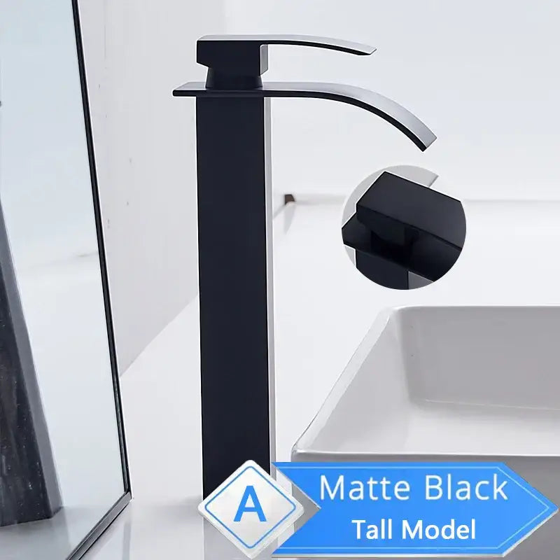 Modern brushed nickel single lever waterfall basin faucet bathroom