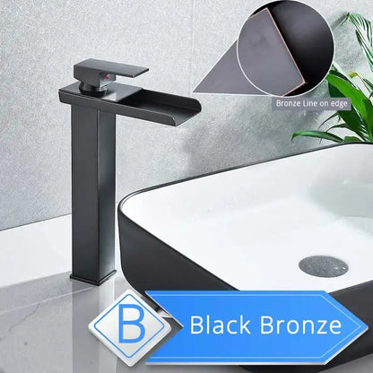 Modern brushed nickel single lever waterfall basin faucet bathroom