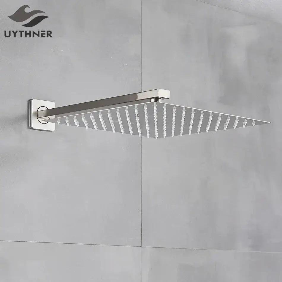 Modern brushed nickel square rainfall shower head bathroom sprayer