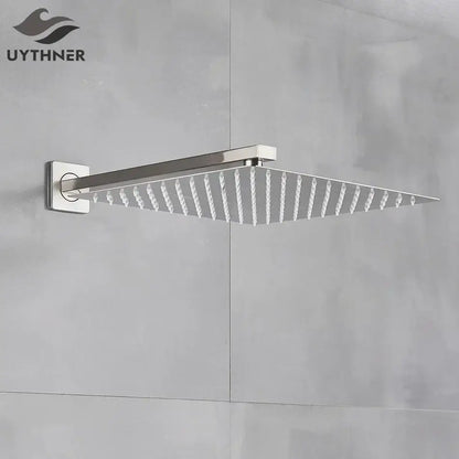 Modern brushed nickel square rainfall shower head bathroom sprayer