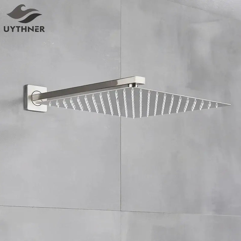 Modern brushed nickel square rainfall shower head bathroom sprayer