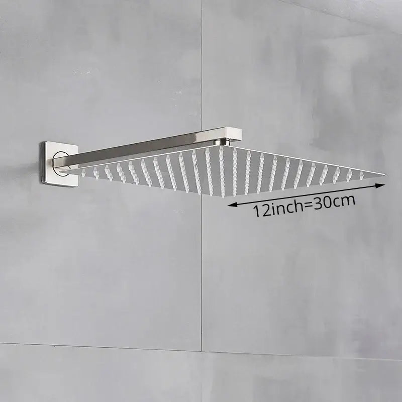 Modern brushed nickel square rainfall shower head bathroom sprayer
