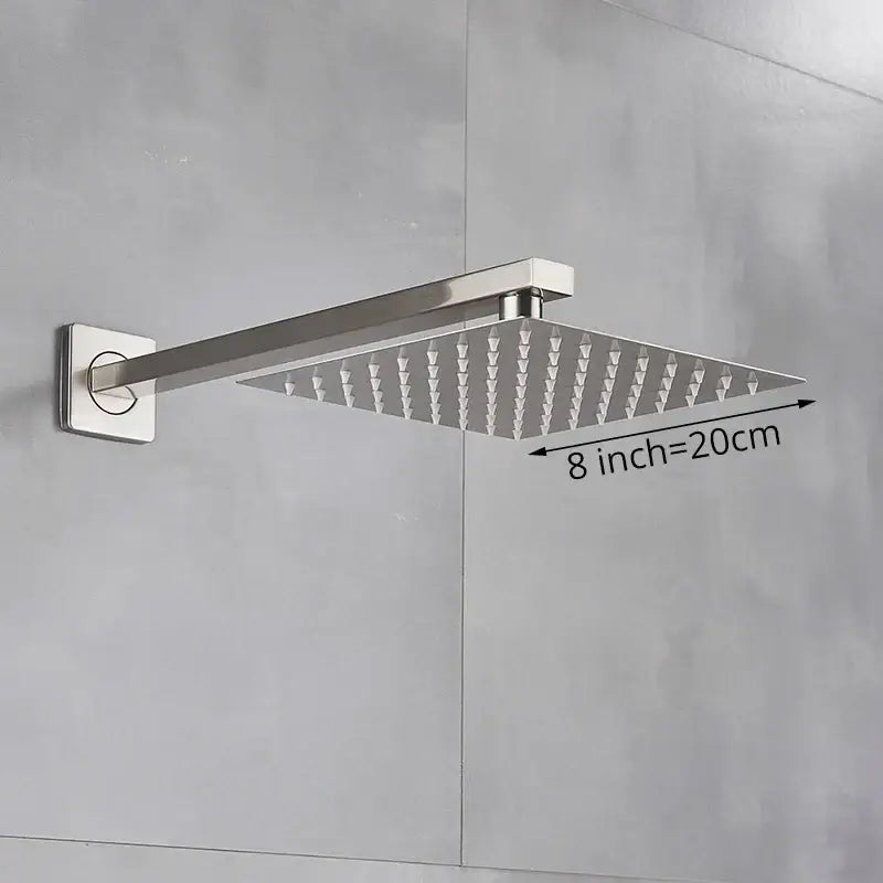 Modern brushed nickel square rainfall shower head bathroom sprayer