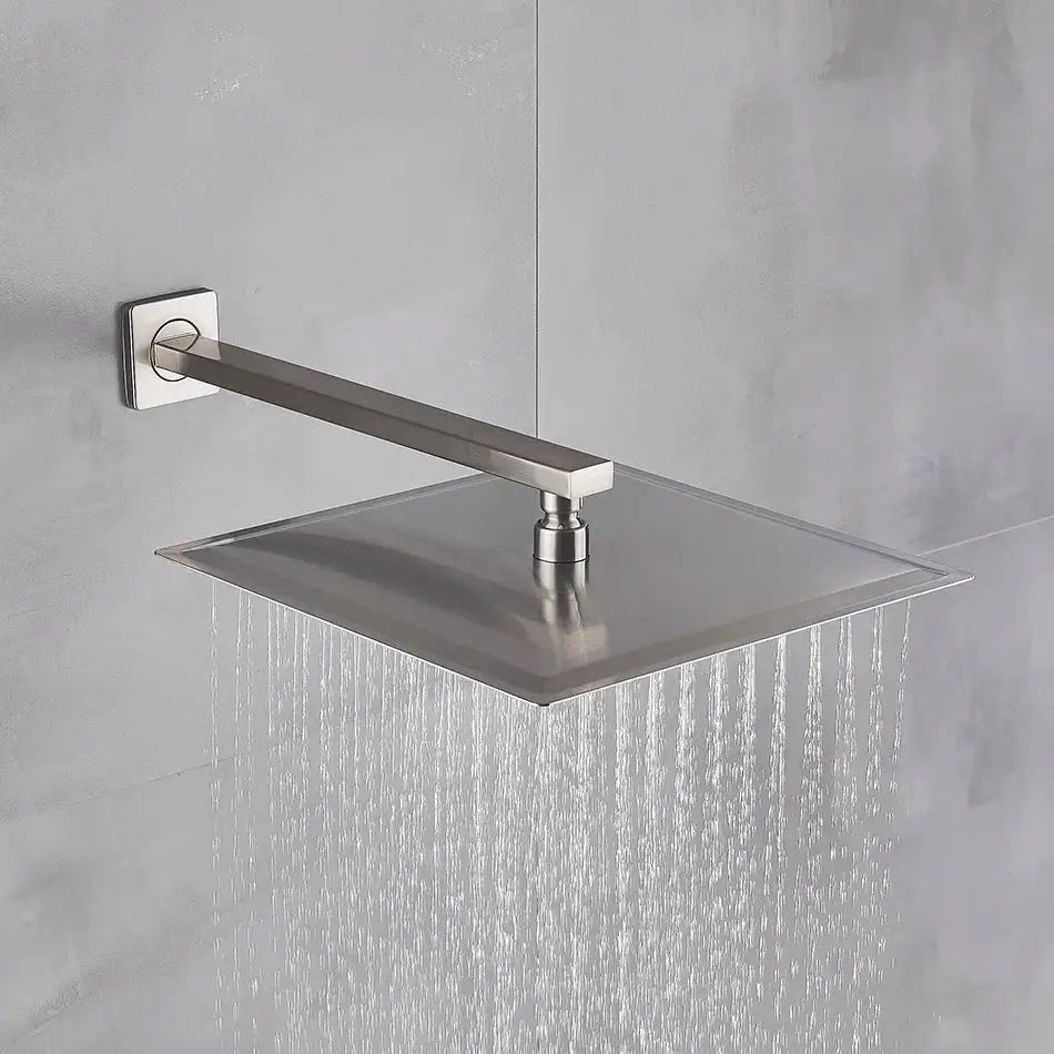 Modern brushed nickel square rainfall shower head bathroom sprayer