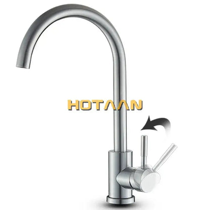 Modern brushed nickel stainless steel kitchen faucet with curved spout