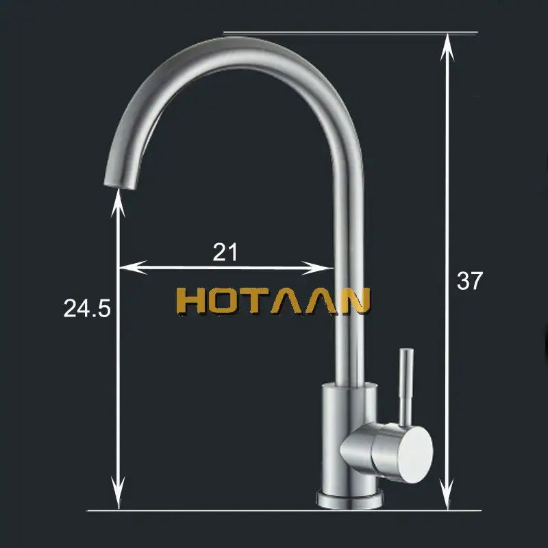Modern brushed nickel stainless steel kitchen faucet with curved spout