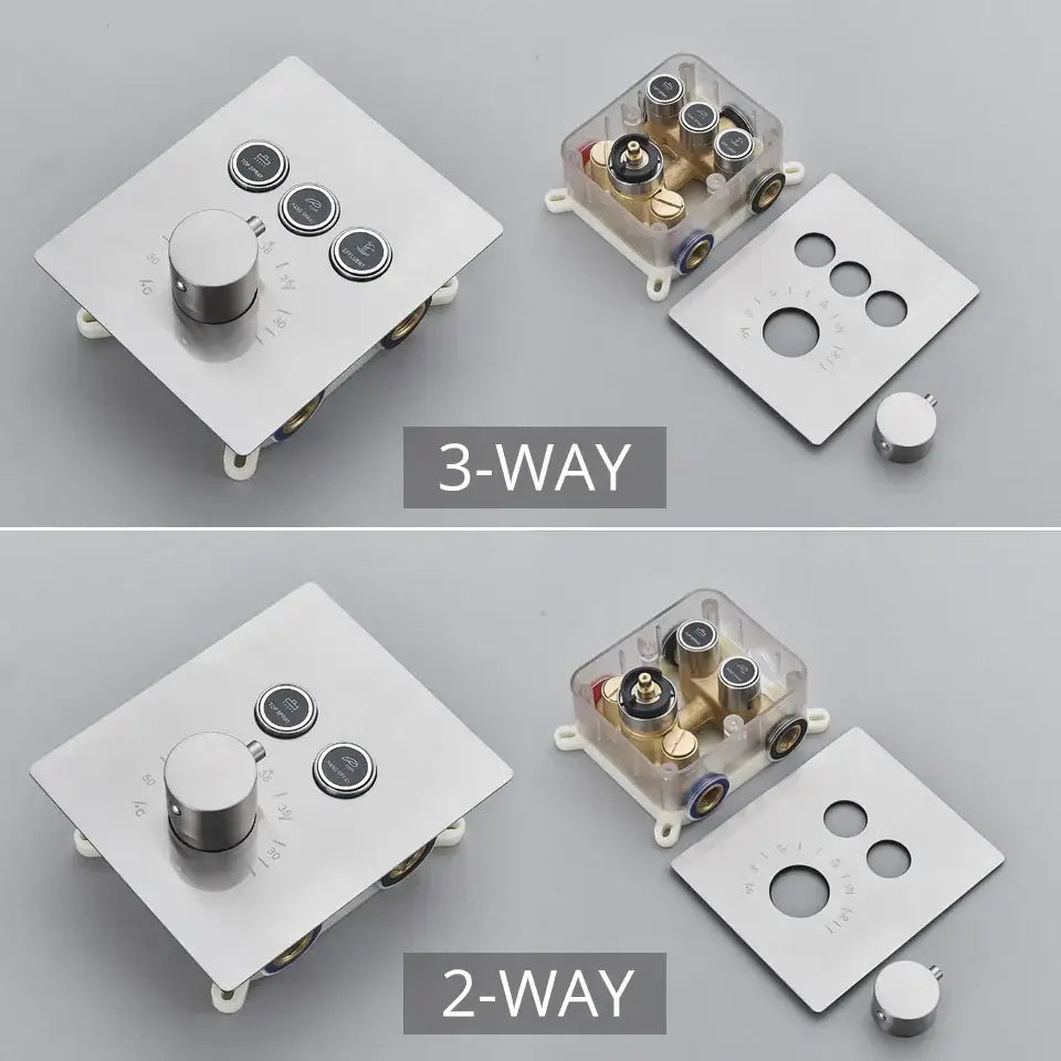 Modern brushed nickel thermostatic shower faucet set bathroom rainfall