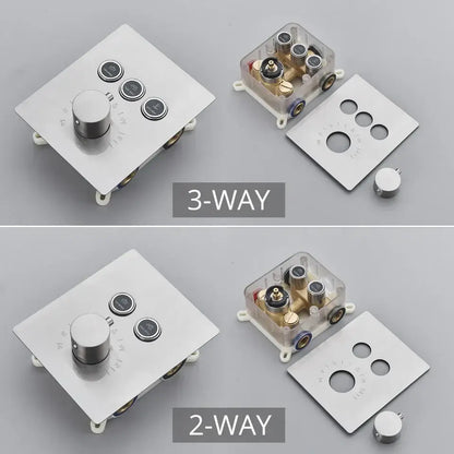 Modern brushed nickel thermostatic shower faucet set bathroom rainfall