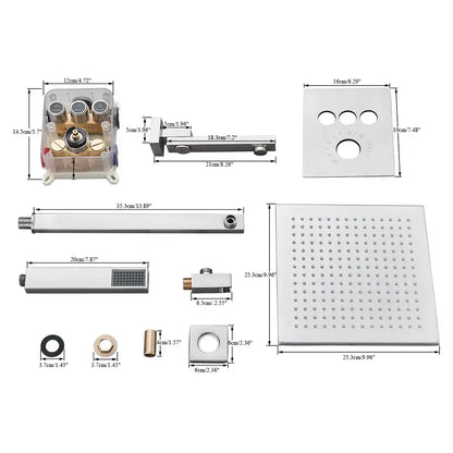 Modern brushed nickel thermostatic shower faucet set bathroom rainfall