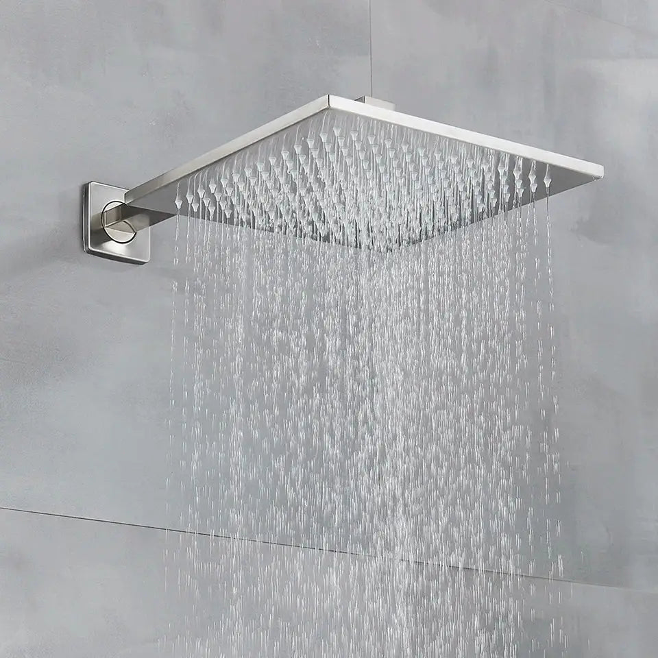 Modern brushed nickel thermostatic shower faucet set bathroom rainfall