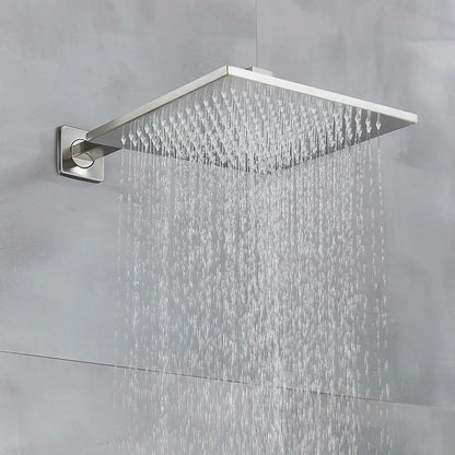 Modern brushed nickel thermostatic shower faucet set bathroom rainfall
