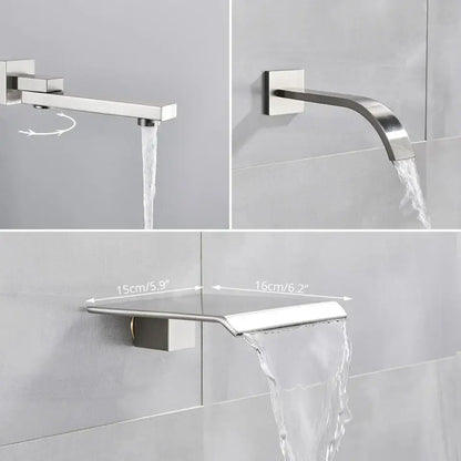 Modern brushed nickel thermostatic shower faucet set bathroom rainfall