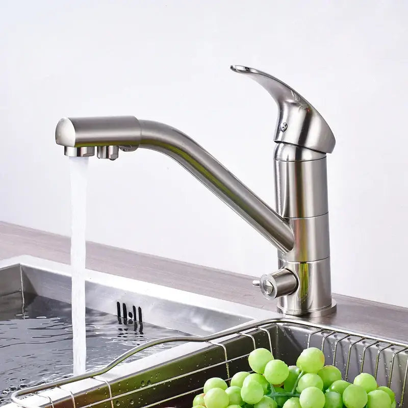 Modern brushed nickel water purification kitchen faucet