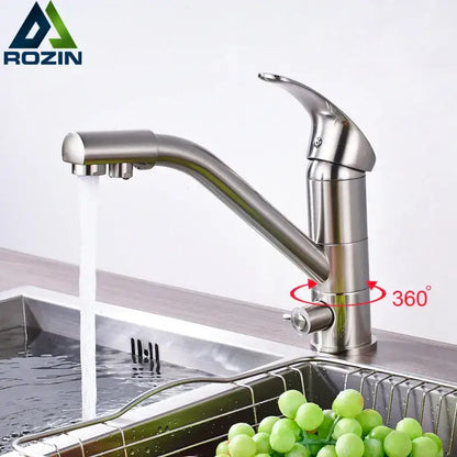 Modern brushed nickel water purification kitchen faucet