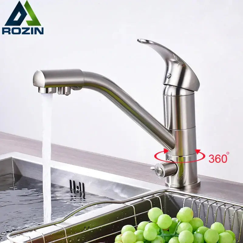 Modern brushed nickel water purification kitchen faucet