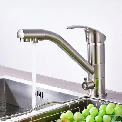 Modern brushed nickel water purification kitchen faucet