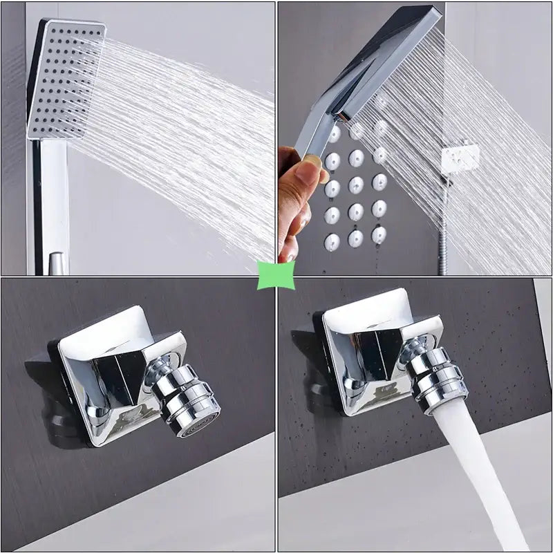 Modern brushed nickel waterfall rain shower panel bathroom spa jet