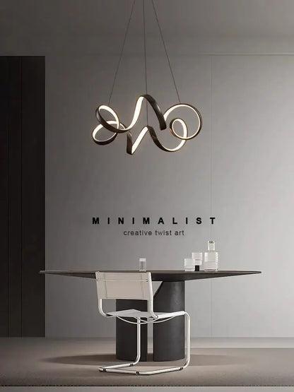 Modern brushed silver creative twisted led chandelier living room