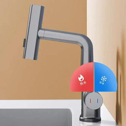 Modern brushed stainless steel digital display waterfall basin faucet