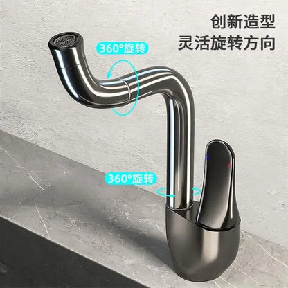 Modern brushed stainless steel kitchen faucet with rotating ceramic spool