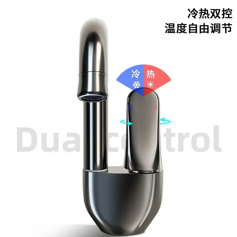 Modern brushed stainless steel kitchen faucet with rotating ceramic spool