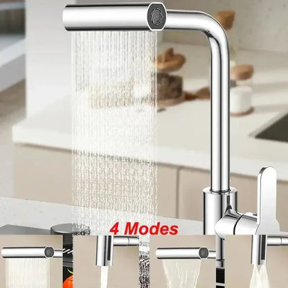 Modern brushed stainless steel kitchen faucet with rotation sprayer