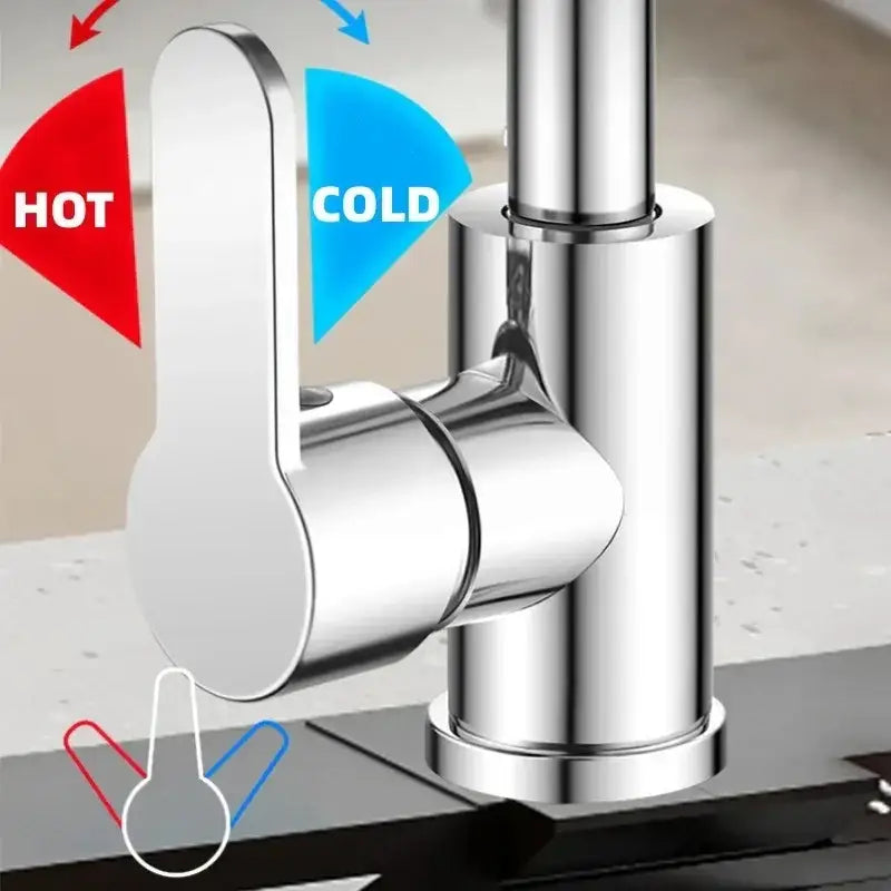 Modern brushed stainless steel kitchen faucet with rotation sprayer