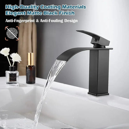 Modern brushed stainless steel waterfall basin faucet bathroom tap