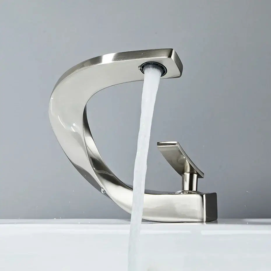Modern brushed stainless steel waterfall basin faucet bathroom tap