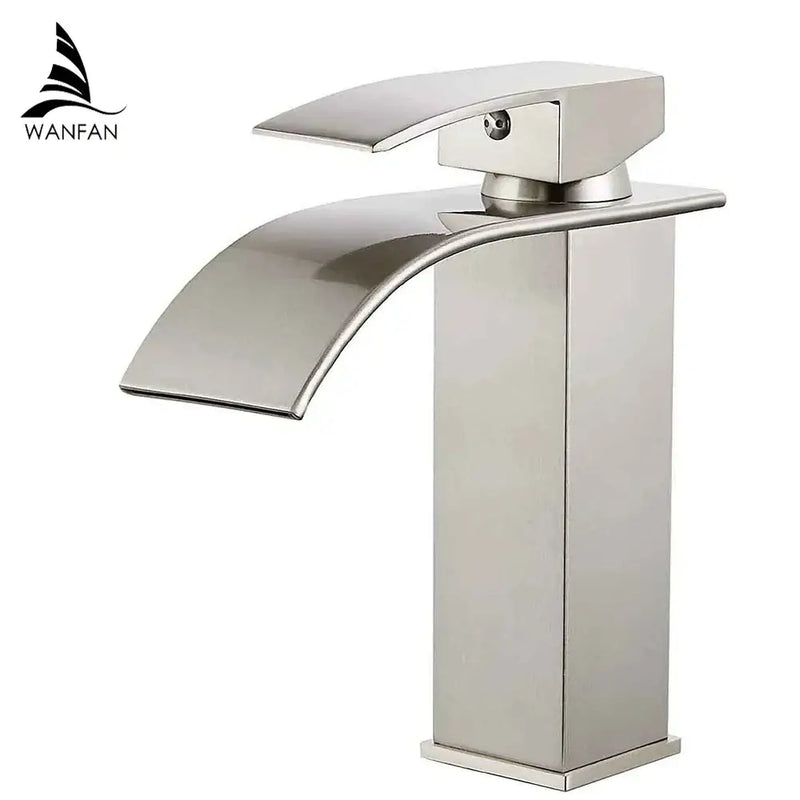 Modern brushed stainless steel waterfall basin faucet bathroom tap