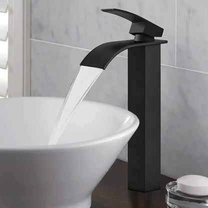 Modern brushed stainless steel waterfall basin faucet bathroom tap