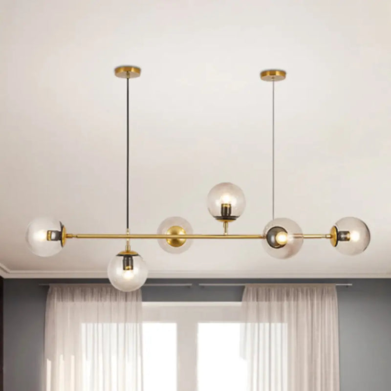DecorBites™ Modern Bubble Chandelier Lighting - 6-Light Smoke Gray Glass Shade for Kitchen Dining Room