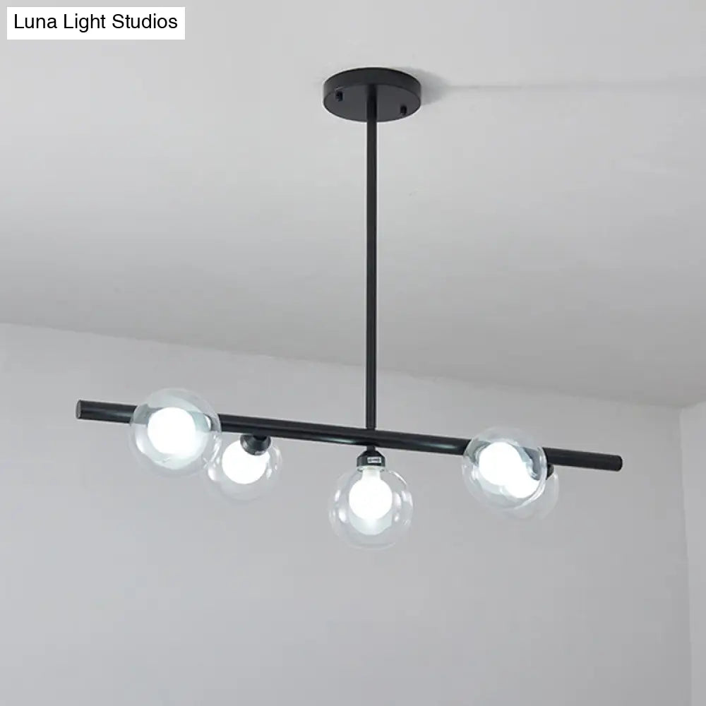 DecorBites™ Modern Bubble Clear Glass Island Ceiling Light - 5/6 Lights Black/Gold Finish - Dining Room Pendant Fixture