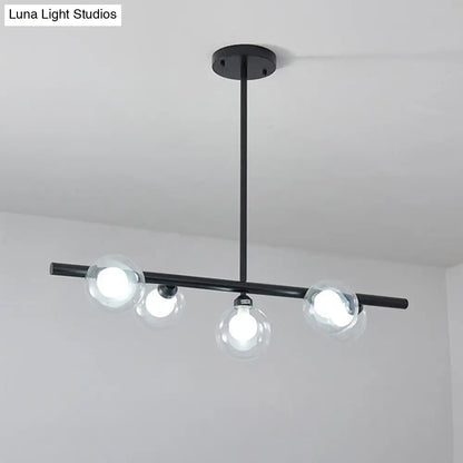 DecorBites™ Modern Bubble Clear Glass Island Ceiling Light - 5/6 Lights Black/Gold Finish - Dining Room Pendant Fixture