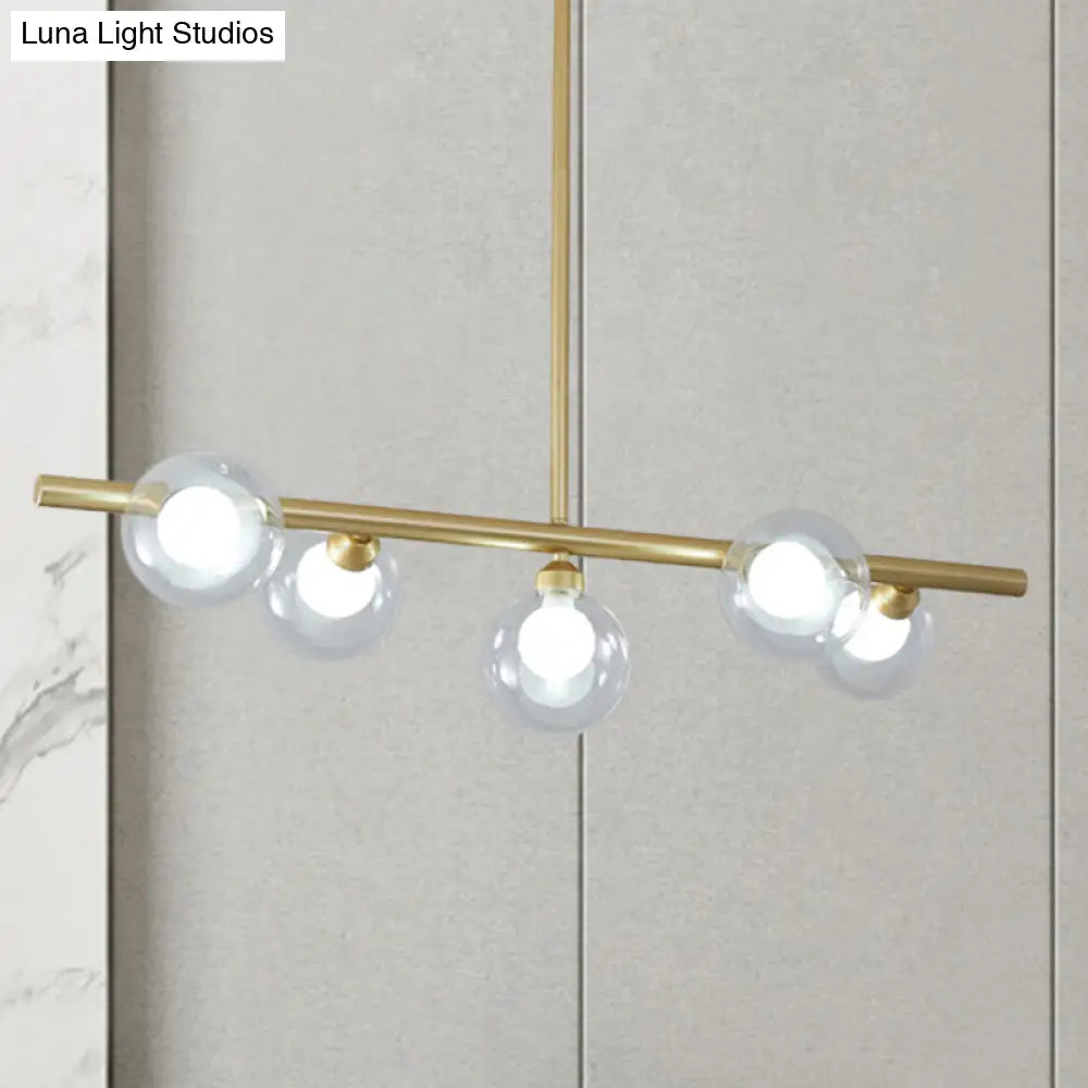 DecorBites™ Modern Bubble Clear Glass Island Ceiling Light - 5/6 Lights Black/Gold Finish - Dining Room Pendant Fixture