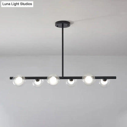 DecorBites™ Modern Bubble Clear Glass Island Ceiling Light - 5/6 Lights Black/Gold Finish - Dining Room Pendant Fixture