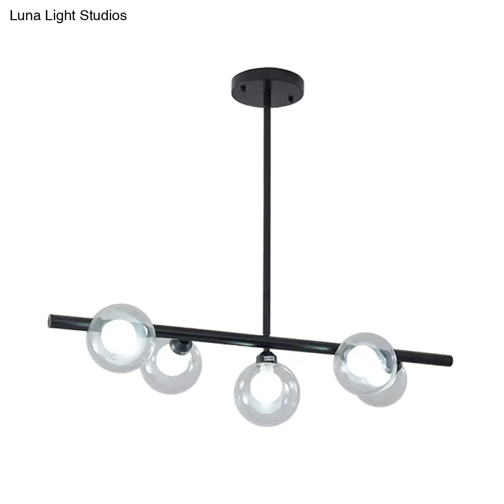 DecorBites™ Modern Bubble Clear Glass Island Ceiling Light - 5/6 Lights Black/Gold Finish - Dining Room Pendant Fixture